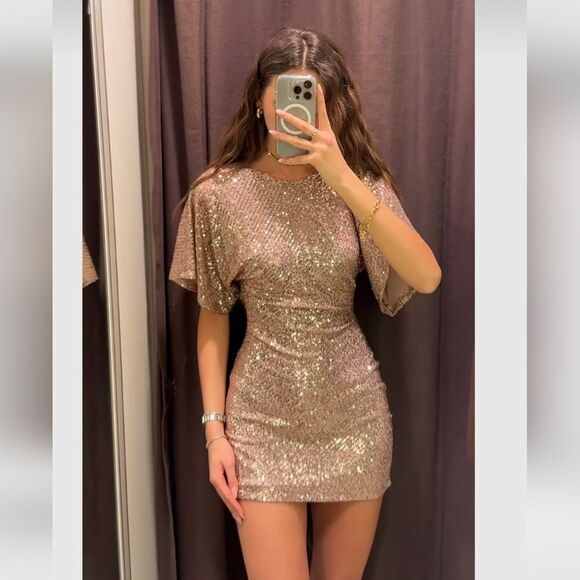 NWT ZARA Short SequinβDress - Picture 3 of 13
